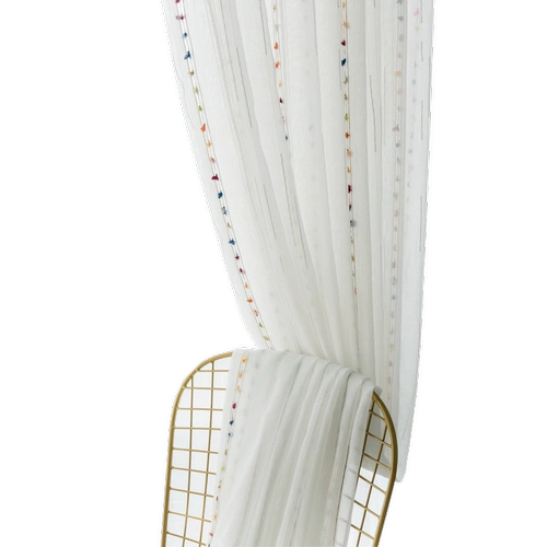 Скандинавская белая радужная штора, сделано на заказ, с вышивкой