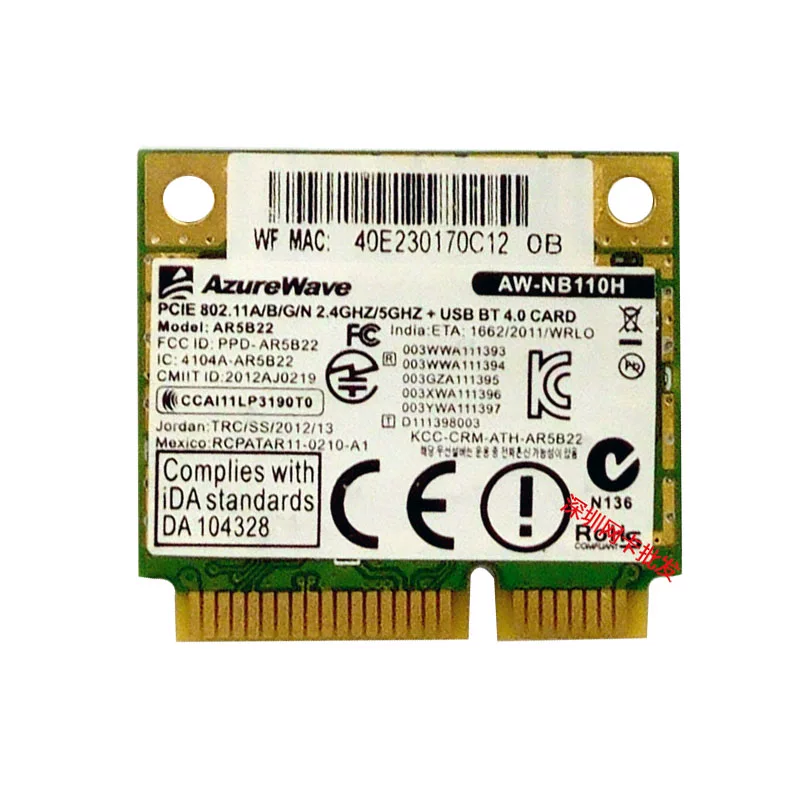 AR5B22 300М 2.4G/5G двухдиапазонный беспроводной сетевой адаптер+Bluetooth 4.0 модуль ноутбука Killer1202