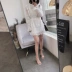 ◆ Yang Momo ◆ đầm ren Hàn Quốc phiên bản của thắt lưng là mỏng một từ váy ngắn tay áo trumpet trắng ren công chúa váy đầm ngắn xòe A-Line Váy