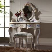 Đồ nội thất cao cấp Châu Âu Đồ nội thất sân vườn Pháp Handmade tùy chỉnh bàn trang điểm gỗ rắn đặt ghế đẩu Công chúa Đài Loan - Bộ đồ nội thất