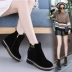 Giày nữ tăng trong mùa đông là giày cao gót nữ 2018 mới hoang dã thời trang Hàn Quốc giày đế bằng da giày chelsea boot Giày cao gót