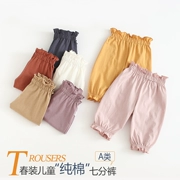 Quần short trẻ em mùa hè cotton mỏng bé nở 2019 quần áo trẻ em mới nước ngoài quần bé gái bảy điểm - Quần