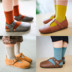 Vớ trẻ em 2018 màu rắn đôi kim cotton không xương vớ cotton cho bé trai và bé gái vớ thủy triều tất cho bé Vớ