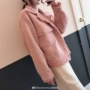 Mimius custom 2018 thu đông mới áo khoác lông màu hồng tua rua ngắn áo khoác nữ