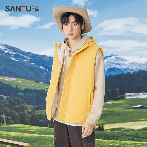 Зимний цветной удерживающий тепло жилет с капюшоном для отдыха, 2023, оверсайз