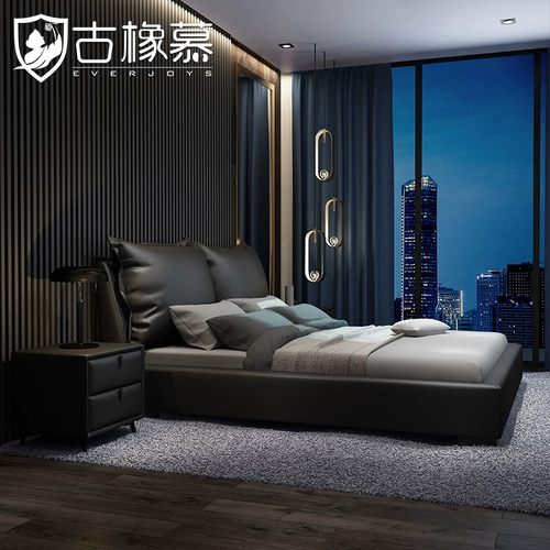Baxter Tofu Block Черная кожаная кровать современная минималистская двуспальная кровать 2 метра 2 метра 2 больших кровати лучших бренда бренда бренда