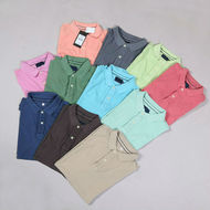 小 瑕疵 nam ngọc trai bông ngắn tay áo polo bông rửa ve áo T-shirt thường màu rắn có XL áo phông polo nam