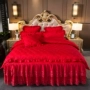Bộ chăn ga gối đệm cotton dày bốn bộ phòng cưới lớn màu đỏ phòng ngủ đầy đủ chăn bông bao gồm 1,8m giường gạo - Bộ đồ giường bốn mảnh chăn ga gối forever