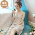 2018 Hàn Quốc đồ ngủ phụ nữ mùa hè bông cô gái sling nightdress sexy bông tay tươi hoa đầm kiểu đầm đẹp Đêm đầm