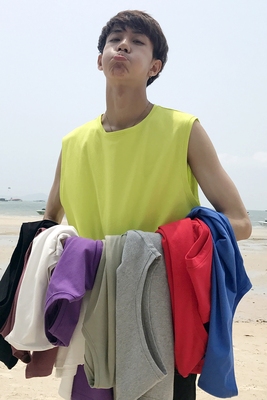 Ins gió ~ cơ bản chín màu thành đôi thể thao vest lỏng màu rắn không tay T-Shirt Harajuku mùa hè đáy áo Áo khoác đôi