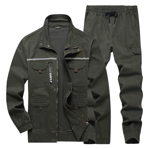 Хлопковый эластичный камуфляжный комплект для работы, демисезонный износостойкий пуховик, рабочая одежда, увеличенная толщина