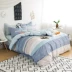 Bộ đồ giường bằng vải cotton bốn mảnh đơn giản 1.5 1.8m khăn trải giường bằng vải lanh đôi Bộ đồ giường bốn mảnh