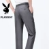 Playboy quần nam lỏng thẳng trung niên phù hợp với quần nam lụa kinh doanh bình thường nóng mùa xuân và mùa hè phần mỏng quần tây cho nam béo bụng Suit phù hợp
