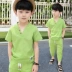 Quần áo trẻ em cậu bé mùa hè phù hợp với 2018 trẻ em mới của mùa hè trẻ em quần áo trẻ em lớn bông và vải lanh ngắn tay áo hai mảnh Hàn Quốc phiên bản