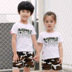 Cha mẹ và con mặc mùa hè 2018 mới Hàn Quốc phiên bản của một gia đình ba nhà bông ngắn tay t- shirt bốn ngụy trang phù hợp với Trang phục dành cho cha mẹ và con
