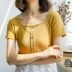 2018 mùa hè mới Hàn Quốc ngắn tay đơn ngực chic hoang dã áo sơ mi nhỏ áo sơ mi sinh viên là mỏng T-Shirt áo thun áo len nữ hàn quốc Áo / áo thun