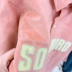 Không hoàn lại 2019 mùa đông quần áo bé gái mới phong cách Hàn Quốc màu hồng thêu chữ cái sọc sọc bông áo ấm - Áo sơ mi