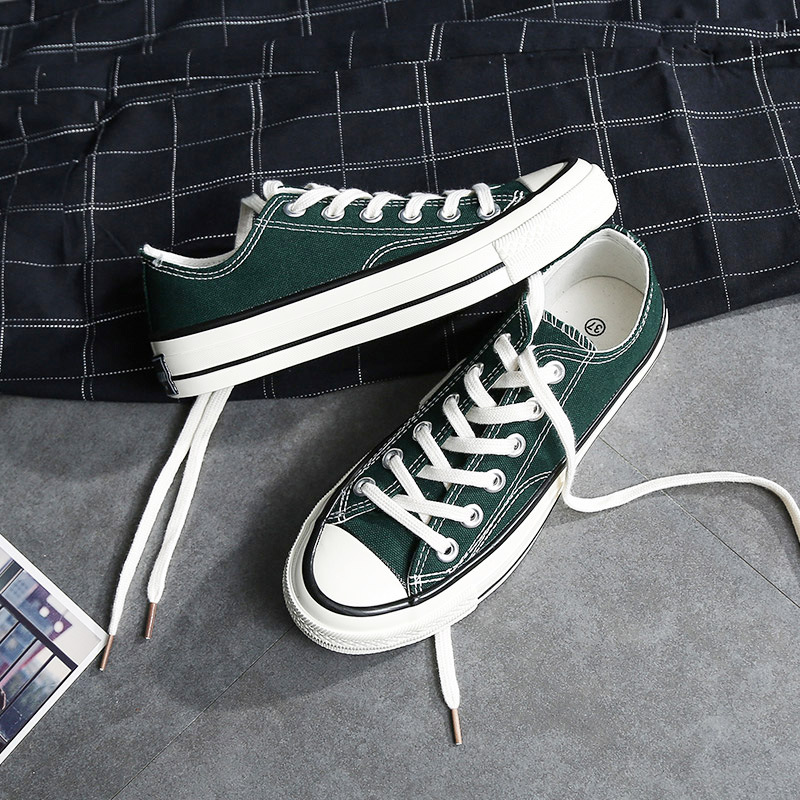Blackish Green1970s Gao Bang canvas shoe men and women student Korean version Harajuku Versatile Retro Hong Kong flavor summer skate shoes lovers shoes