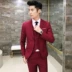 Bộ đồ vest nam năm mảnh kinh doanh chuyên nghiệp ăn mặc phù hợp với bộ đồ nhỏ Hàn Quốc phù rể Slim chú rể váy cưới - Suit phù hợp Suit phù hợp