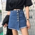 Quần short denim nữ sinh viên Hàn Quốc mùa hè chic nóng quần kích thước lớn 200 pounds chất béo mm lỏng mỏng rộng chân quần váy Quần jean