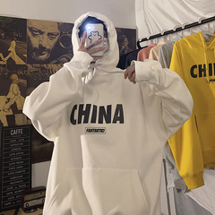衛衣男秋冬季大碼港風印花連帽寬鬆上衣胖子潮流男裝百搭韓版