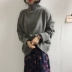 Mùa đông Hàn Quốc Chic Retro Loose dài tay áo cao cổ áo len của phụ nữ nền tảng màu sắc hoang dã Knit Sweater sinh viên hàng đầu Áo len
