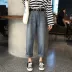 Xuân 2019 mới cạp cao uốn cong quần jeans ống rộng cạp cao quần ống rộng chín điểm quần nữ triều - Quần jean đồ công sở nữ Quần jean
