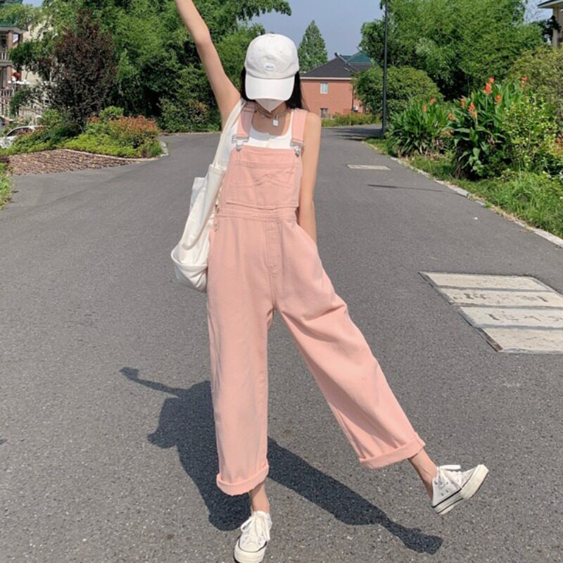 Summer women's wide-leg straight-leg pants, children's petite high-waisted denim overalls, spring and autumn loose, niche slimming long pants Specification image