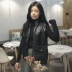 Mùa thu Hàn Quốc phiên bản của mỏng giảm béo hoang dã mỏng PU da của phụ nữ xe máy vest nhỏ đứng cổ áo không tay áo khoác sinh viên