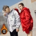 Mùa đông Châu Âu và Hoa Kỳ triều đường thương hiệu các cặp vợ chồng quần áo cotton phụ nữ bf bạc sáng bóng xu hướng hiphop hip-hop áo khoác nam áo gió Trang phục Couple