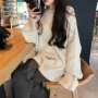 Size lớn mùa thu đông 2018 phiên bản mới của Hàn Quốc của chị em béo áo len dệt kim ngoại khí phù hợp với chất béo mm lỏng hai mảnh áo khoác lông nữ