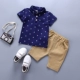 Quần áo bé trai phù hợp với 1 mùa hè 2 áo trẻ em 3 bé 4 quần áo 0-5 tuổi trẻ em ngắn tay áo cotton hai mảnh - Phù hợp với trẻ em
