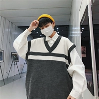 Dongdaemun Hàn Quốc với cổ v màu đại học phù hợp với áo vest không tay hoang dã áo len áo len mỏng