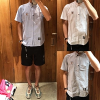 Xioolu Hong Kong Tide Shop Chocoolate 22 Xia Mens Mensing Tiger Badge Casual -Short -sleed Рубашка 8156
