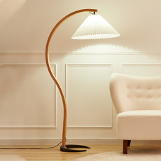 фурнитура для стульев 轻奢百褶落地灯实木北欧ins网红设计师复古客厅卧室床头立式台灯