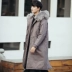 Mùa đông mặc lớn cổ áo lông thú ấm dày bông lỏng phù hợp với những người yêu thích Hàn Quốc phiên bản của phần dài nam giới và phụ nữ bông coat jacket bông áo khoác áo cặp đôi Trang phục Couple