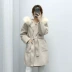 Áo khoác cashmere hai mặt của phụ nữ Hàn Quốc có thể tháo rời con cáo lông lớn cổ áo lỏng lẻo áo khoác len mỏng - Áo len lót đôi