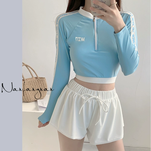 Летний купальник, раздельный комплект для школьников, лонгслив для плавания