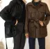 2018 mùa xuân mới Dongdaemun retro ve áo đẹp trai vành đai thắt lưng PU da áo khoác dài áo khoác nữ áo khoác da zara Quần áo da