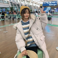 Hu Chu áo lông bông cổ áo dài phần trên áo khoác gối nữ mùa đông 2019 phiên bản mới của Hàn Quốc về dịch vụ bánh mì dày - Bông ao phao nữ