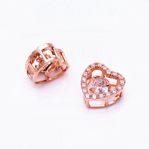 Ювелирное украшение, золотая гибкая подвеска в виде сердечка, Россия, 14 карат, розовое золото