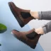 Mùa thu và mùa đông 2018 mới Giày bốt đế bệt Martin đế bệt đế dày cotton phía dưới giày boot nữ hàn quốc Giày ống