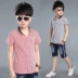 Trai Ngắn Tay Áo Mùa Hè Hàn Quốc Trẻ Em 8 Cậu Bé Lớn Cotton Shirt 10 Cậu Bé Nửa Tay Áo Top 12-15 Năm áo sơ mi cho bé trai 6 tuổi Áo sơ mi