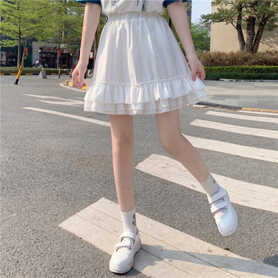 taobao agent Summer Japanese cute white colored mini-skirt, pleated skirt, 2021 collection, A-line