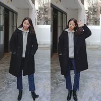 Áo khoác len dài 2016 cho nữ mùa thu đông mới Thời trang Hàn Quốc giản dị áo khoác cashmere dày - Áo Hàn Quốc áo dạ nữ đẹp 2020