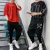 Set quần nam mùa hè thương hiệu quần áo nam với tay ngắn phiên bản Hàn Quốc theo xu hướng thể thao giải trí đẹp trai hai mảnh - Bộ đồ Bộ đồ