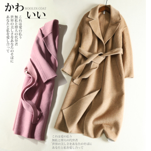 2018 new double-sided zero cashmere alpaca coat nữ phần dài Alba thẻ áo len trên đầu gối mùa