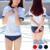 Học sinh chết nước hồ bơi trường thể dục Nhật Bản phù hợp với bộ đồ bơi chia áo tắm nữ nữ võ sĩ phong trào bảo thủ đồ bơi 2 mảnh cổ yếm	 Bộ đồ bơi hai mảnh