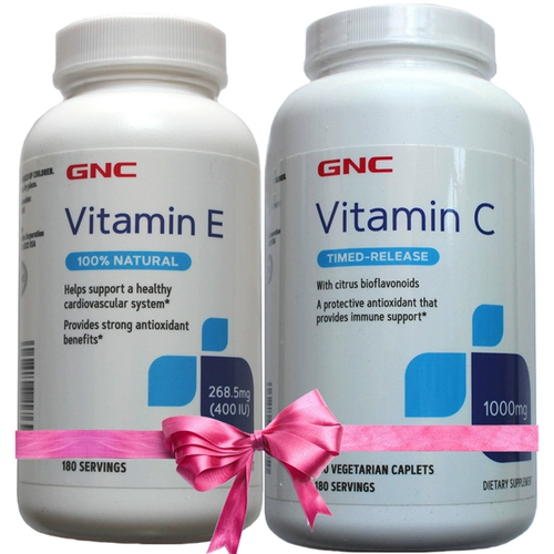 [Double Antioxidant Package] Капсулы GNC VE180+VC180 Таблетки витамина июня