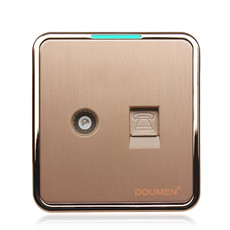 Розетка TV+телефон 国际电工86开关香槟金色拉丝电视 电话插座tv有线电话弱电插座